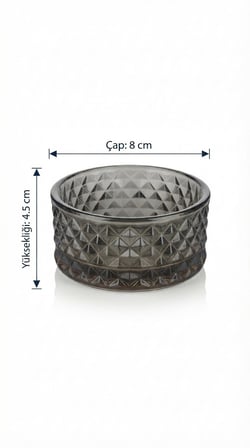 6'lı Füme Cam Elmas Kesim Çerezlik & Sosluk Lokumluk / Reçellik Seti (8x4.5 cm)