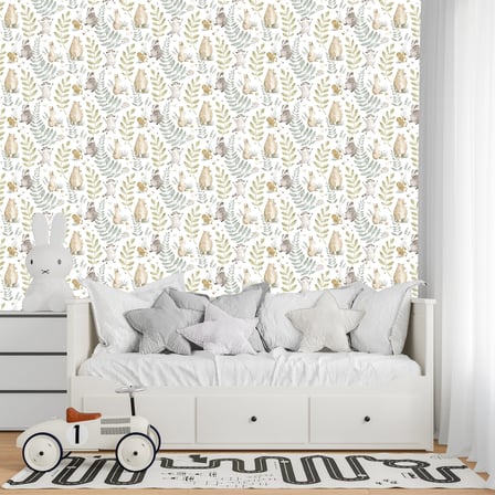 Yapraklar hayvanlar desen çocuk odası poster duvar kağıdı