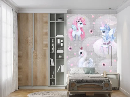 Unicorn peri kuğu çocuk odası poster duvar kağıdı