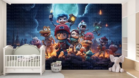 3D kahramanlar çocuk odası poster duvar kağıdı