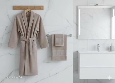 BELİNİS %100 PAMUKLU BORNOZ SET OTEL SPA KALİTESİNDE 1 ADET BORNOZ 1 ADET HAVLU 50 X 90 CM 