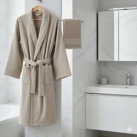 BELİNİS %100 PAMUKLU BORNOZ SET OTEL SPA KALİTESİNDE 1 ADET BORNOZ 1 ADET HAVLU 50 X 90 CM 