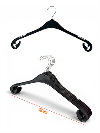 Bluz Askısı, Elbise Askısı, Tişört Askısı, Tunik Askısı, Gömlek Askısı, Siyah Renk, 43 cm, 50 Adet