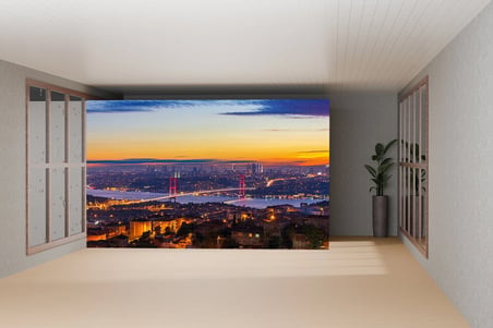 Gün batımında İstanbul Boğazı poster duvar kağıdı