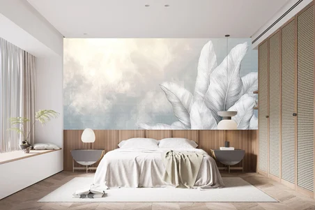 Home Beyaz Yaprak Poster Duvar Kağıdı 160 x 100 cm