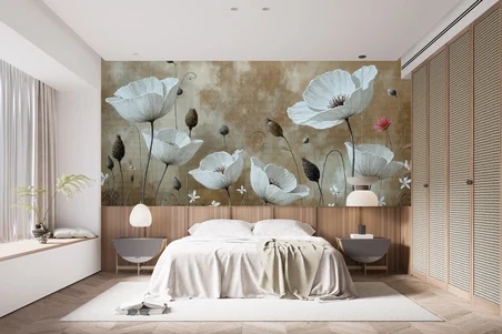 Home Beyaz Gelincikler Poster Duvar Kağıdı 180 x 100 cm Çok Renkli