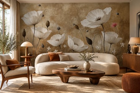 Home Beyaz Gelincikler Poster Duvar Kağıdı 180 x 100 cm Çok Renkli