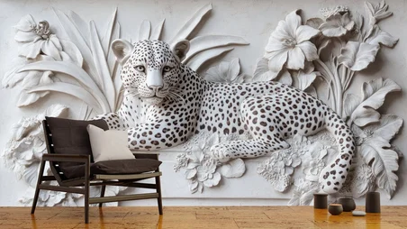 Home Leopar Rölyef Poster Duvar Kağıdı Çok Renkli 180 x 100 cm