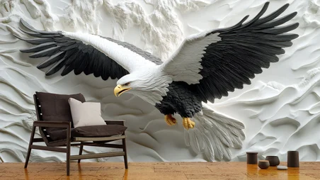 Home Kartal Rölyef Duvar Kağıdı Siyah Beyaz 180x100 cm