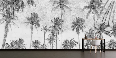 Home Duvar Kağıdı Karakalem Palmiye Siyah 220 x 100 cm