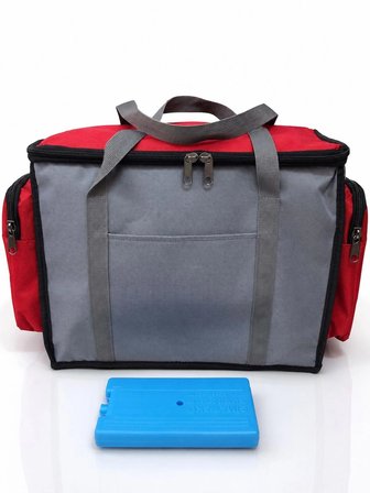 NEWBAG YANDAN CEPLİ YALITIMLI SOĞUTUCU  EL ASKILI TAŞINABİLİR KAMP PİKNİK ÇANTASI-ORTA BOY-GRİ2 KIRMIZI