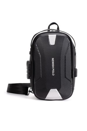 Erkek Şifreli Kilitli Su Geçirmez Tek Sırt Askılı Sling Bag USB ve Kulaklık Çıkışlı Çapraz Omuz Ve Sırt Çantası