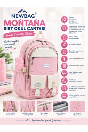 MONTANA SIRT OKUL ÇANTASI (YENİ SEZON) - PEMBE