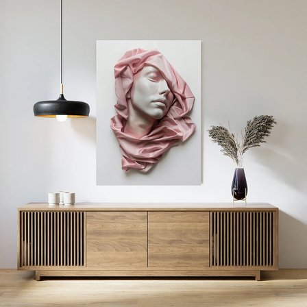 Pembe eşarplı kadın poster