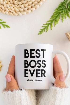 Alya Gift Shop Kişiye Özel Best Patron Ever Kupa Bardak