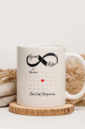 Alya Gift Shop Kişiye Özel Takvimli Seni Seviyorum Kupa Bardak
