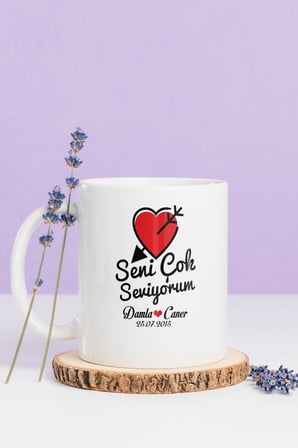 Alya Gift Shop Kişiye Özel Seni Çok Seviyorum Kupa Bardak