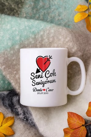 Alya Gift Shop Kişiye Özel Seni Çok Seviyorum Kupa Bardak