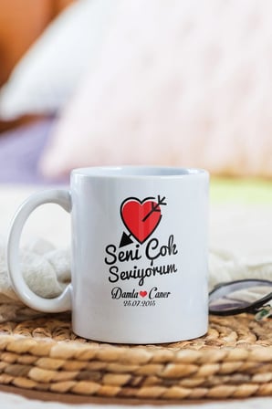 Alya Gift Shop Kişiye Özel Seni Çok Seviyorum Kupa Bardak