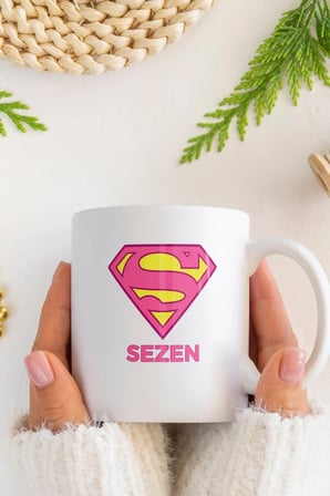 Alya Gift Shop Kişiye Özel Superman Logo Kupa Bardak