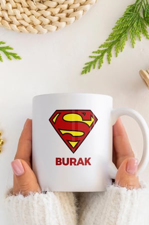 Alya Gift Shop Kişiye Özel Superman Logo Kupa Bardak