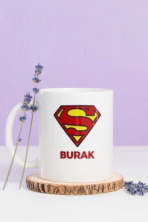 Alya Gift Shop Kişiye Özel Superman Logo Kupa Bardak
