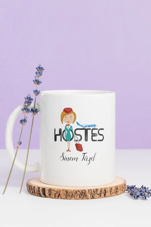 Alya Gift Shop Kişiye Özel Hostes Kupa Bardak