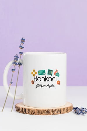 Alya Gift Shop Kişiye Özel Bankacı Kupa Bardak