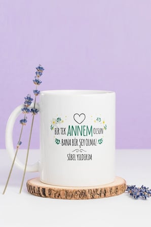 Alya Gift Shop Kişiye Özel Bir Tek Annem Olsun Kupa Bardak