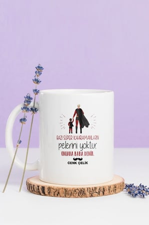 Alya Gift Shop Kişiye Özel Bazı Kahramanların Pelerini Yoktur Baba Denir Kupa Bardak