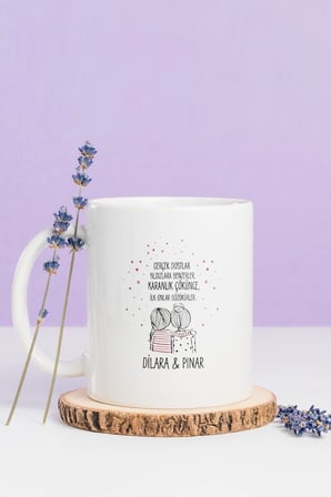 Alya Gift Shop Kişiye Özel Gerçek Dostlar Yıldızlara Benzer Kupa Bardak