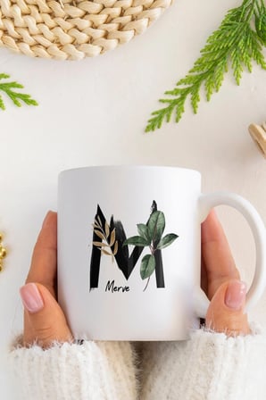 Alya Gift Shop Kişiye Özel M Harfli Kupa Bardak