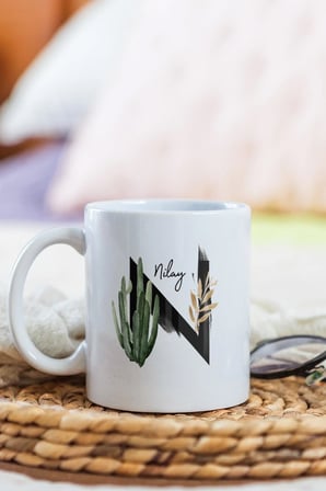 Alya Gift Shop Kişiye Özel N Harfli Kupa Bardak