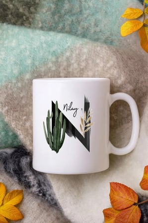 Alya Gift Shop Kişiye Özel N Harfli Kupa Bardak