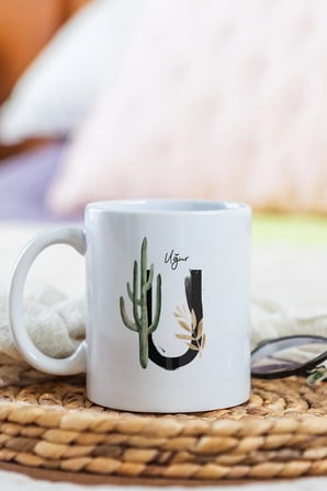 Alya Gift Shop Kişiye Özel U Harfli Kupa Bardak