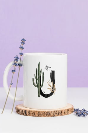 Alya Gift Shop Kişiye Özel U Harfli Kupa Bardak