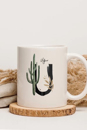 Alya Gift Shop Kişiye Özel U Harfli Kupa Bardak