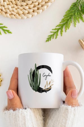 Alya Gift Shop Kişiye Özel C Harfli Kupa Bardak