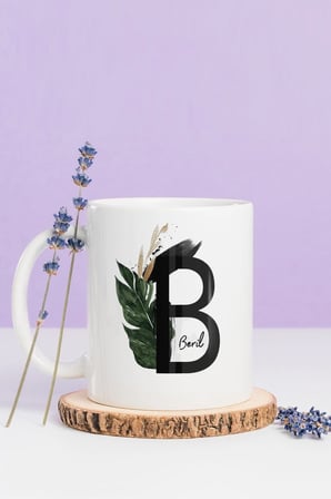 Alya Gift Shop Kişiye Özel B Harfli Kupa Bardak