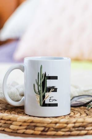 Alya Gift Shop Kişiye Özel E Harfli Kupa Bardak
