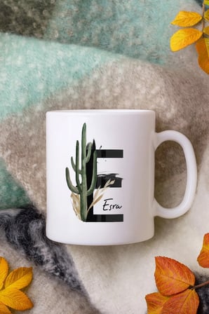 Alya Gift Shop Kişiye Özel E Harfli Kupa Bardak