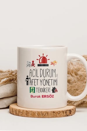 Alya Gift Shop Kişiye Özel Acil Durum Afet Yönetimi Teknikeri Kupa Bardak
