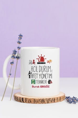 Alya Gift Shop Kişiye Özel Acil Durum Afet Yönetimi Teknikeri Kupa Bardak