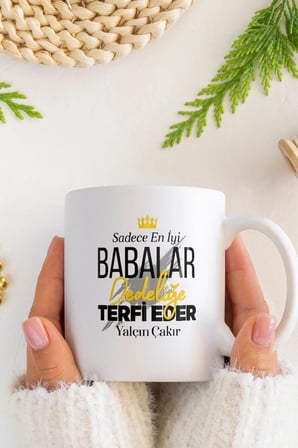 Alya Gift Shop Kişiye Özel En İyi Babalar Dedeliğe Terfi Eder Kupa Bardak