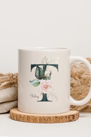 Alya Gift Shop Kişiye Özel T Harfli Kupa Bardak