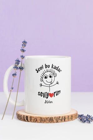 Alya Gift Shop Kişiye Özel Seni Bu Kadar Seviyorum Kupa Bardak