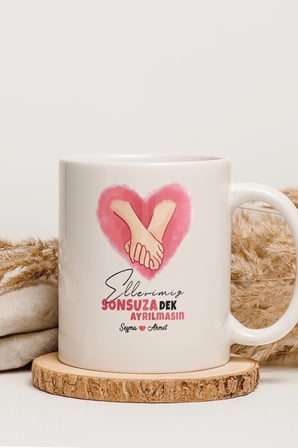 Alya Gift Shop Kişiye Özel Ellerimiz Sonsuza Dek Ayrılmasın Kupa Bardak