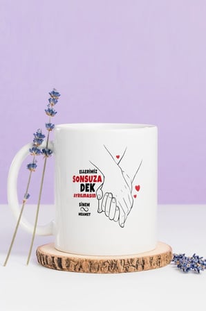 Alya Gift Shop Kişiye Özel Ellerimiz Sonsuza Dek Ayrılmasın Kupa Bardak