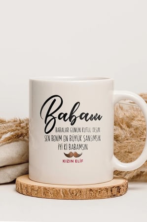Alya Gift Shop Kişiye Özel Babam Kupa Bardak