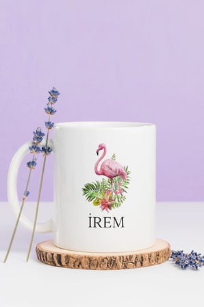 Alya Gift Shop Kişiye Özel Flamingo Figürlü Kupa Bardak